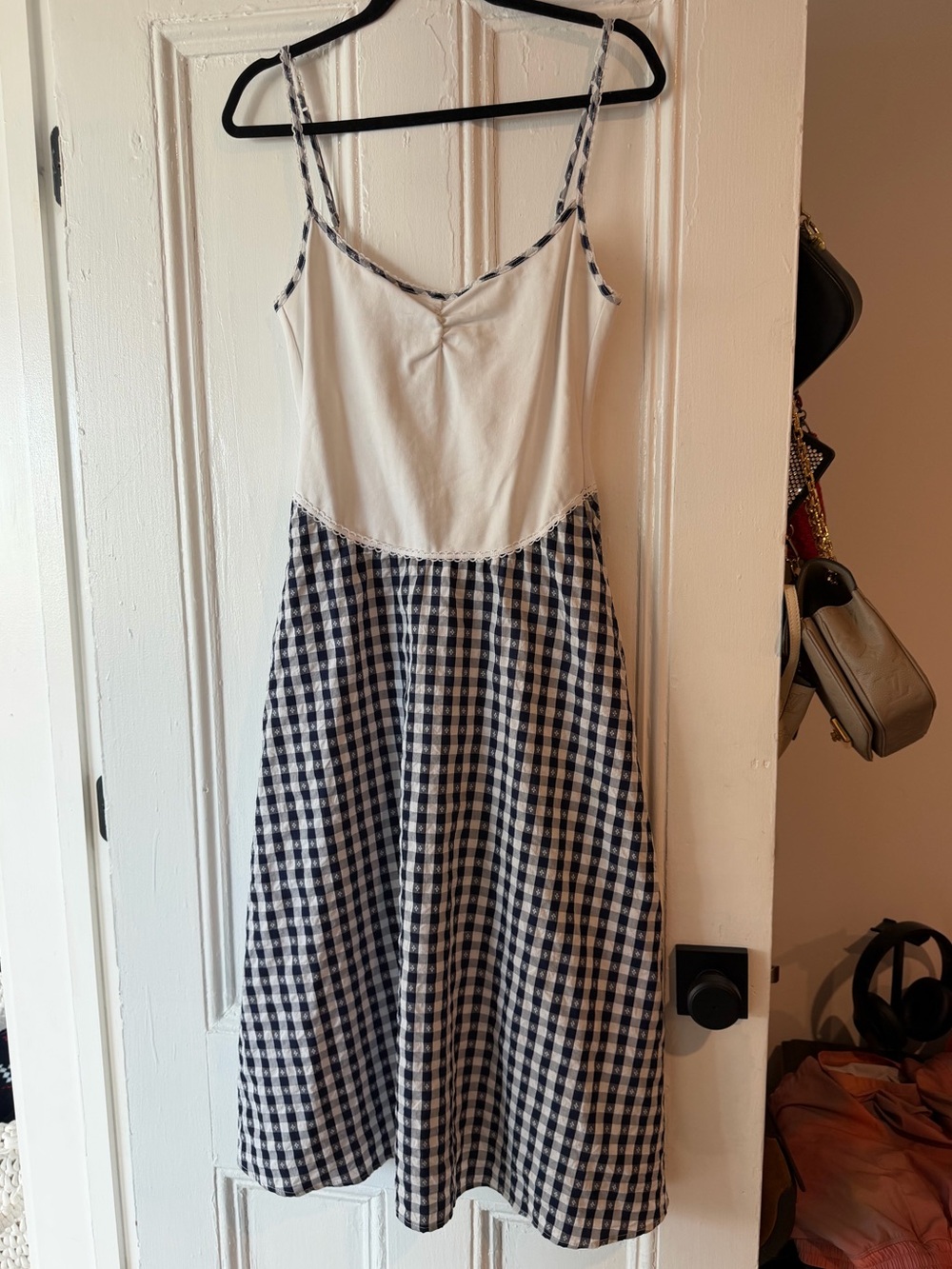 For Love & Lemons Gingham A-Line Sundress - Cream & Black